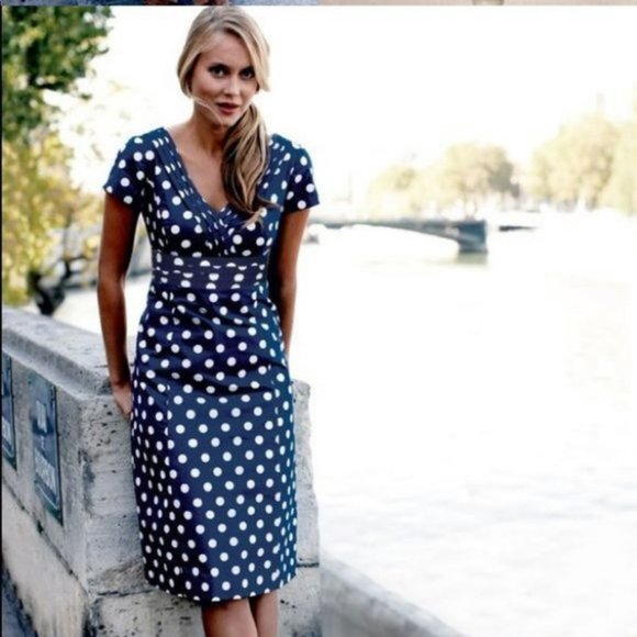 Boden Dresses & Skirts - Boden Blue White Polka Dot Regatta Dress Sz 12 L